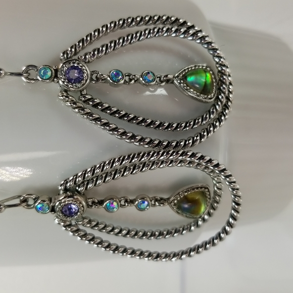 Lia Sophia Sliver Multicolor Gemstone Teardrop Dangle Earrings - Picture 3 of 6